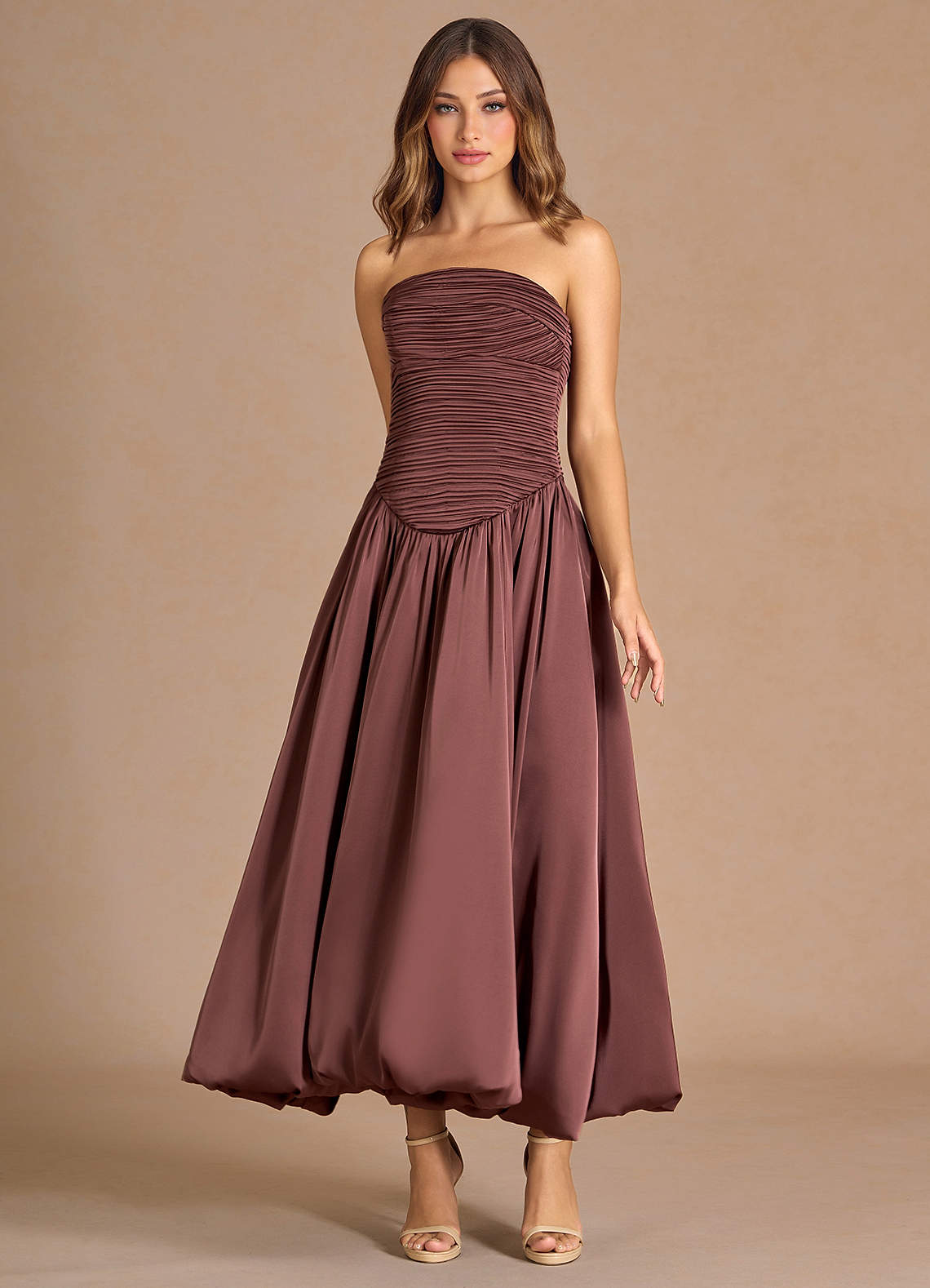 Meridith Mocha Coco Maxi Dress | Azazie