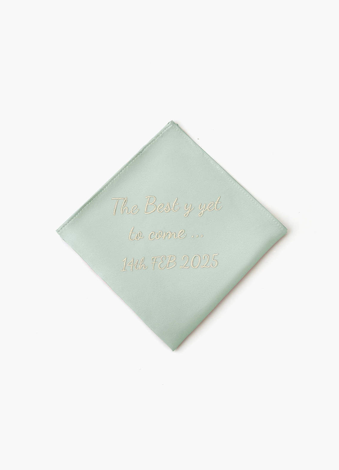 front Lenço de bolso personalizado com letra em cetim fosco