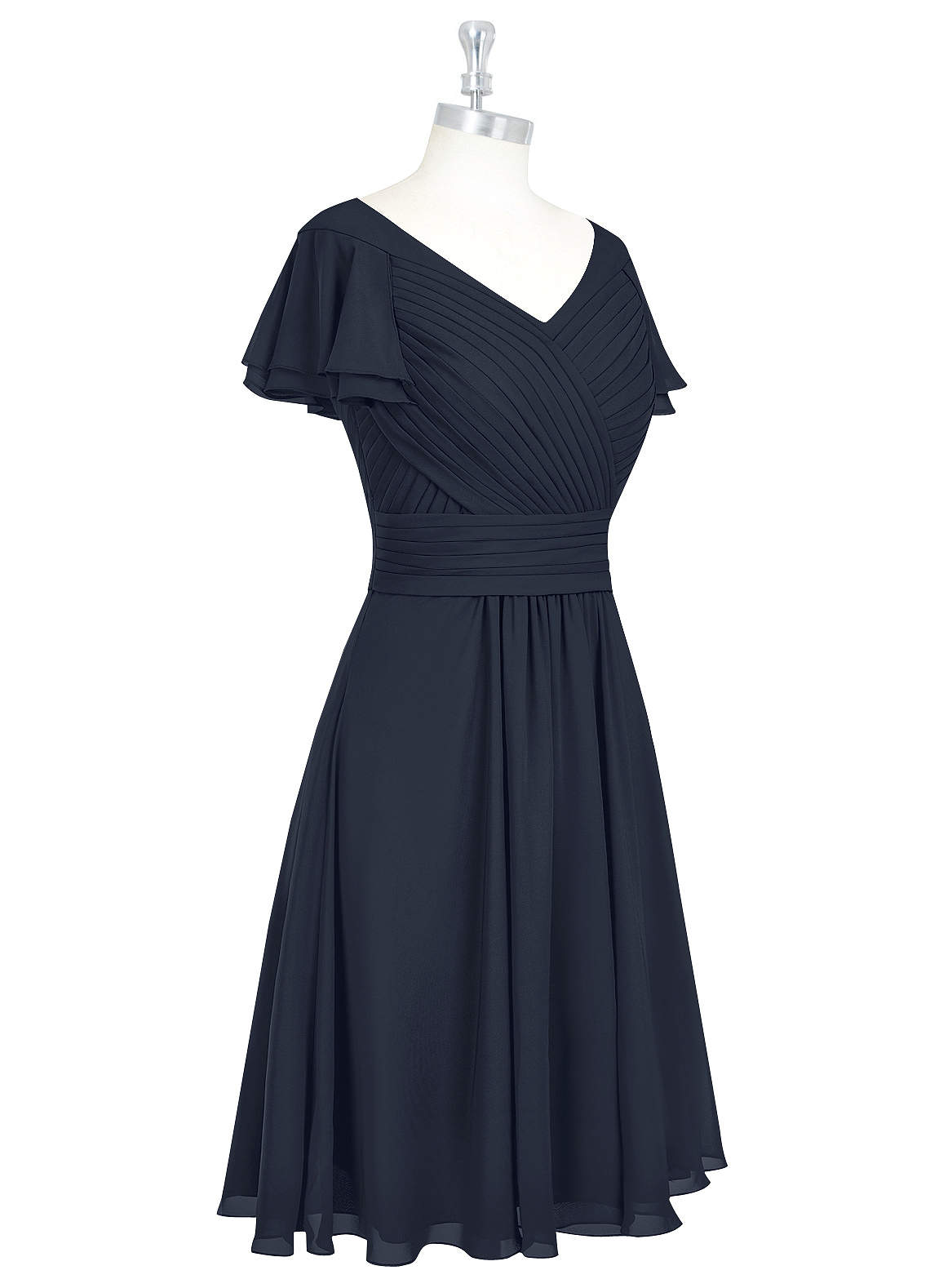 Azazie Hadley Final Sale A-Line Pleated Chiffon Knee-Length Dress image9