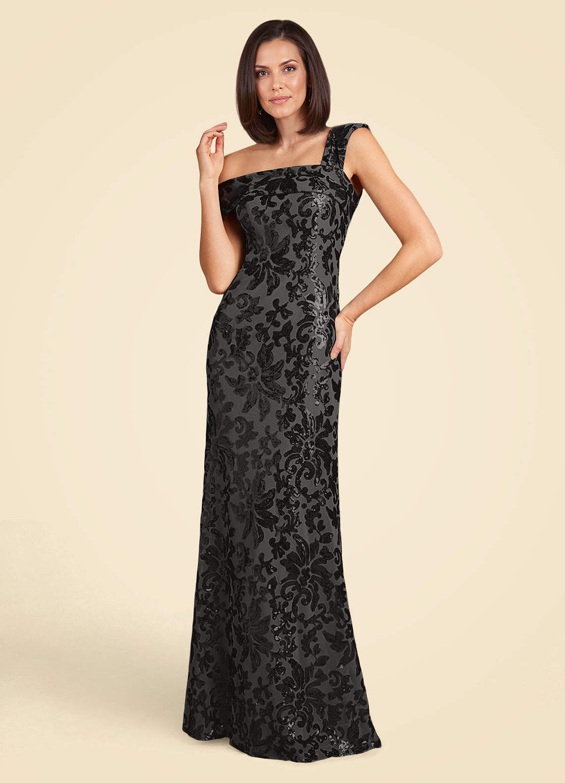 Azazie Odessia Black A-Line Sequins Lace Dress Ready to Ship | Azazie