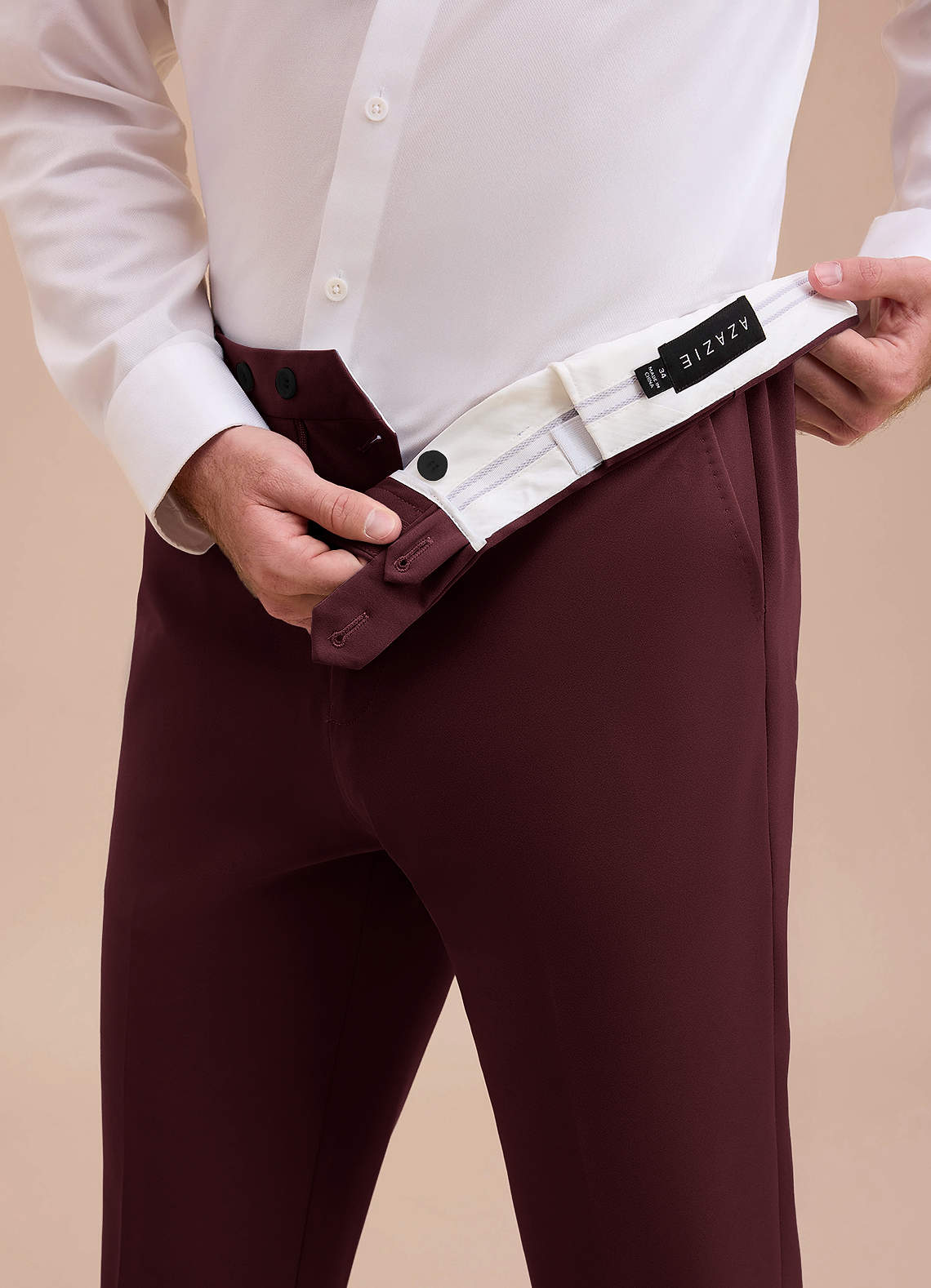 front Ethan Cabernet Refined Weave Performance Dress Pants