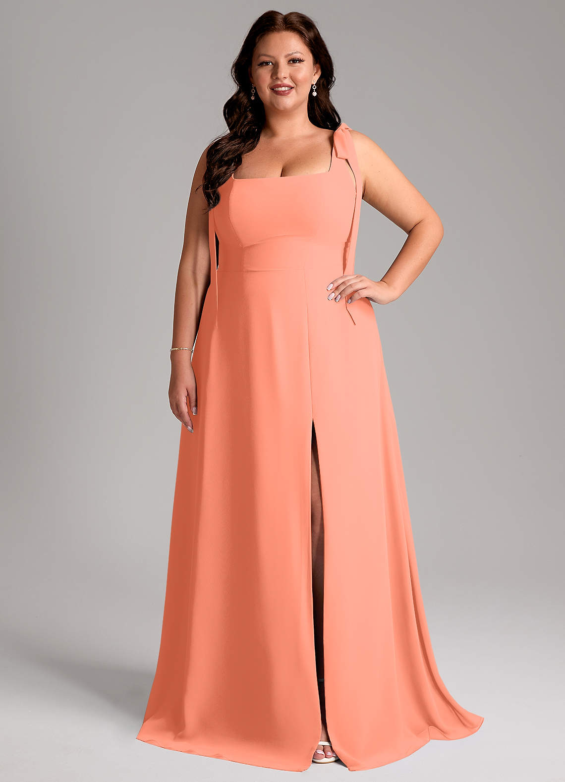 Azazie Debra Abiti da Damigella Abito Convertibile A-Line in Chiffon Con Tasche Tramonto image1