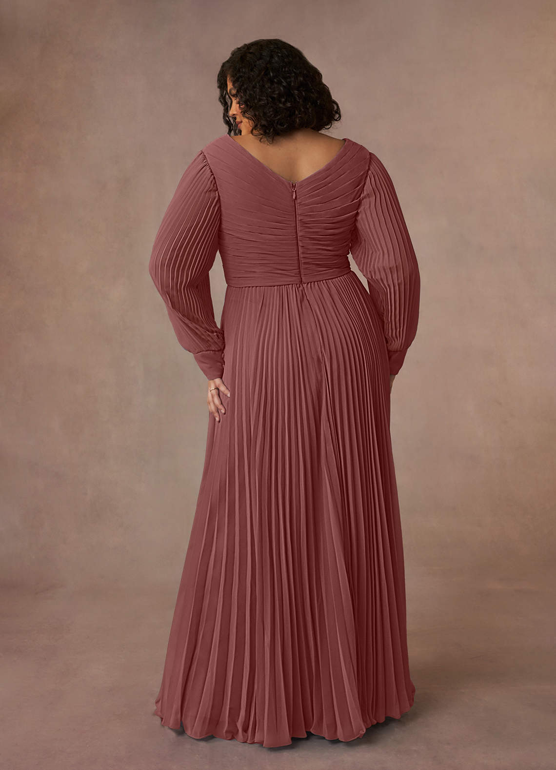 Desert Rose Azazie Zina A-Line Pleated Chiffon Floor-Length Dress 