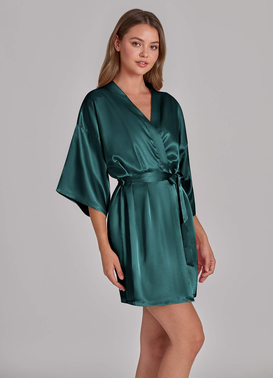 front Bridemaids Satin Rhinestone Robe