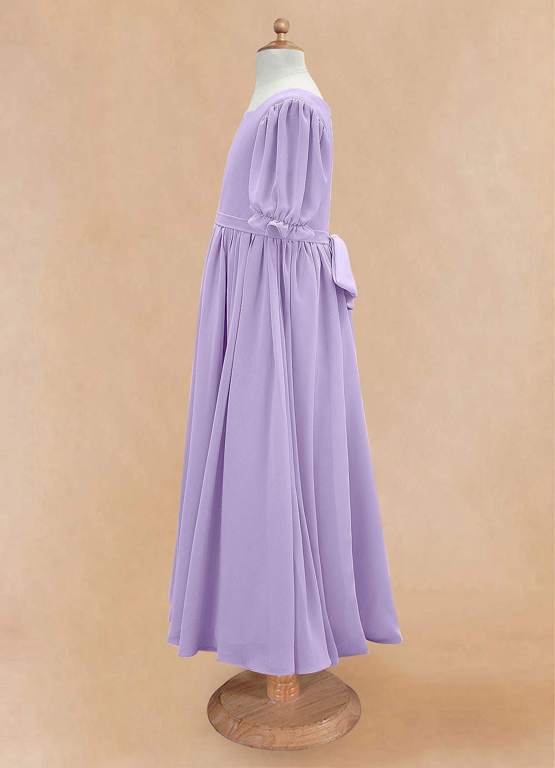 Azazie Joss Flower Girl Dresses Lilac A-Line with Sleeves Chiffon Dress image7
