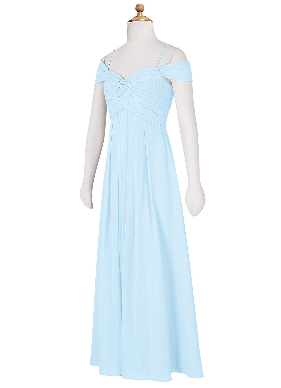 Azazie Kaitlynn Junior Sky Blue A-Line Off the Shoulder Chiffon Dress image9