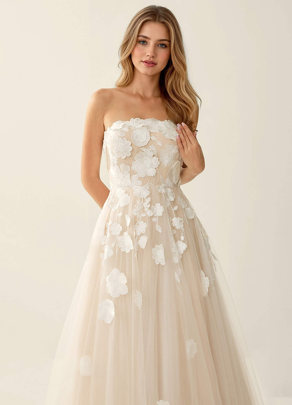 ivory tulle prom dress Ivory Floor Length Beaded Straps Prom Dress, Ivory Tulle Evening Dress