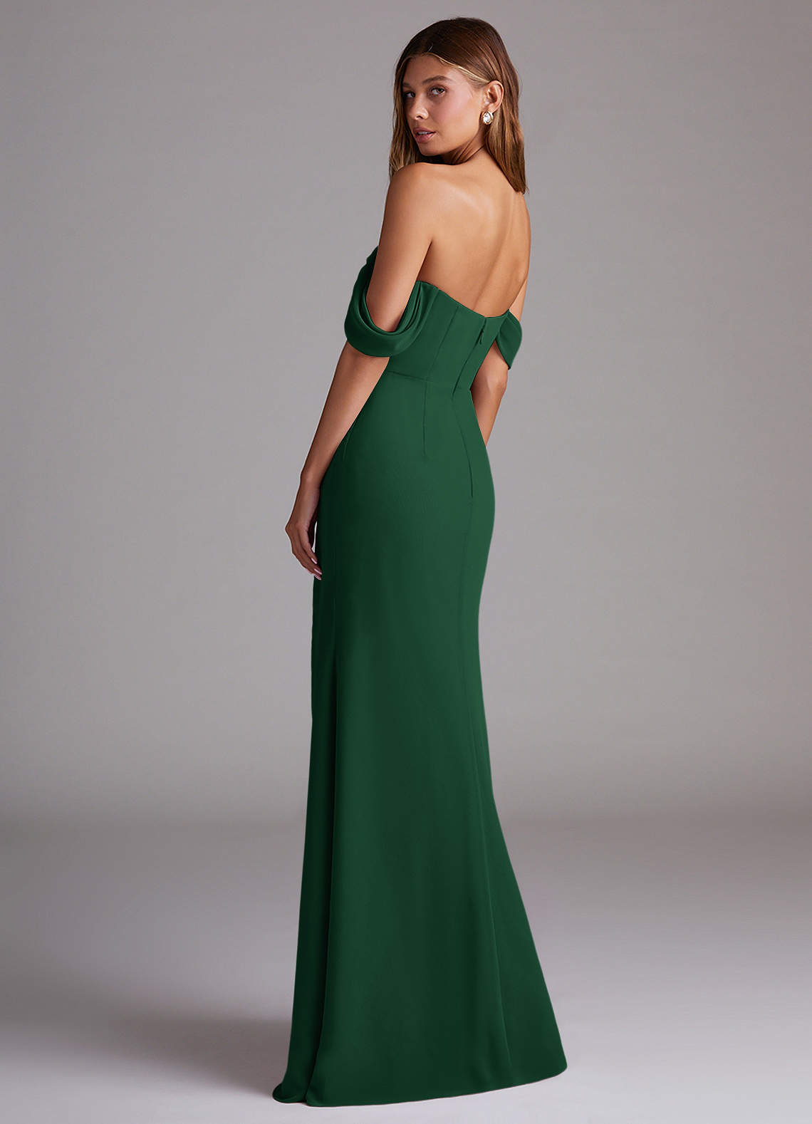 Azazie Saige Bridesmaid Dresses Dark Green A-Line Off the Shoulder Chiffon Convertible Dress image7