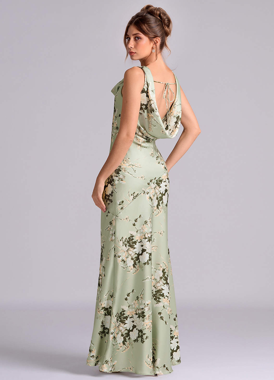 Azazie Rylina Bridesmaid Dresses Floral Vines Mermaid Stretch Satin Dress image1