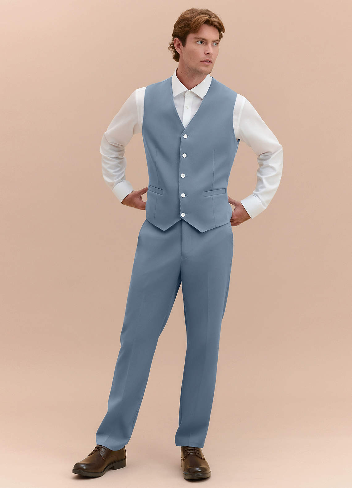 James Dusty Blue Structured Stretch Suit Vest | Classic Regular