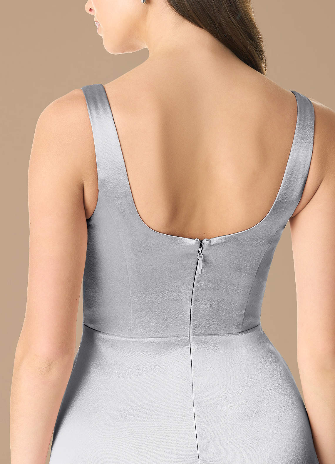Azazie Joyce Ready to Ship Silver Metallic Satin Bridesmaid Dresses | Azazie
