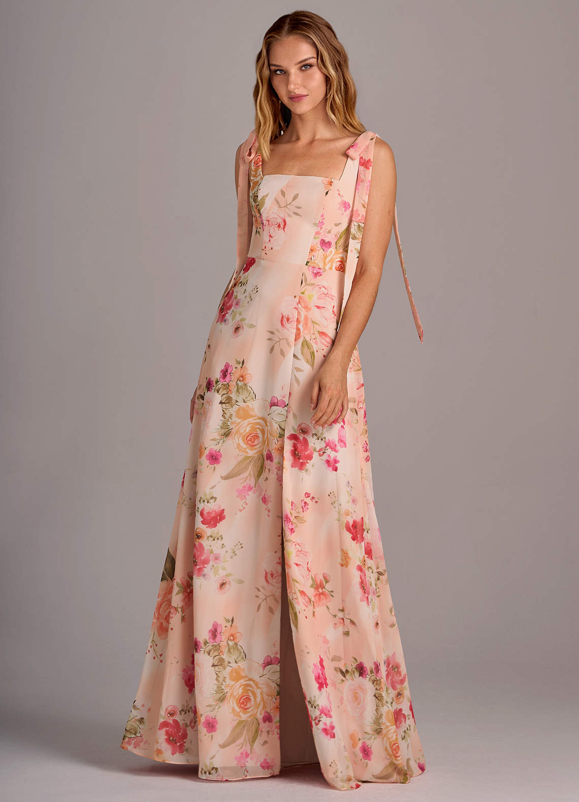 Azazie Debra Bridesmaid Dresses Abstract Bouquet Floral A-Line with Pockets Chiffon Convertible Dress image4