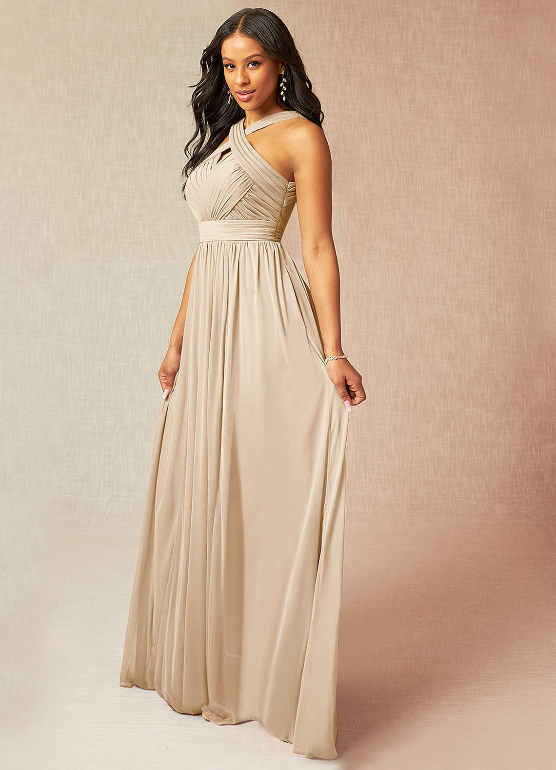 sweetheart tank pleated mesh bridesmaid dress B203005 Long Sweetheart Neckline Poly Chiffon Bridesmaid Dress with Sash