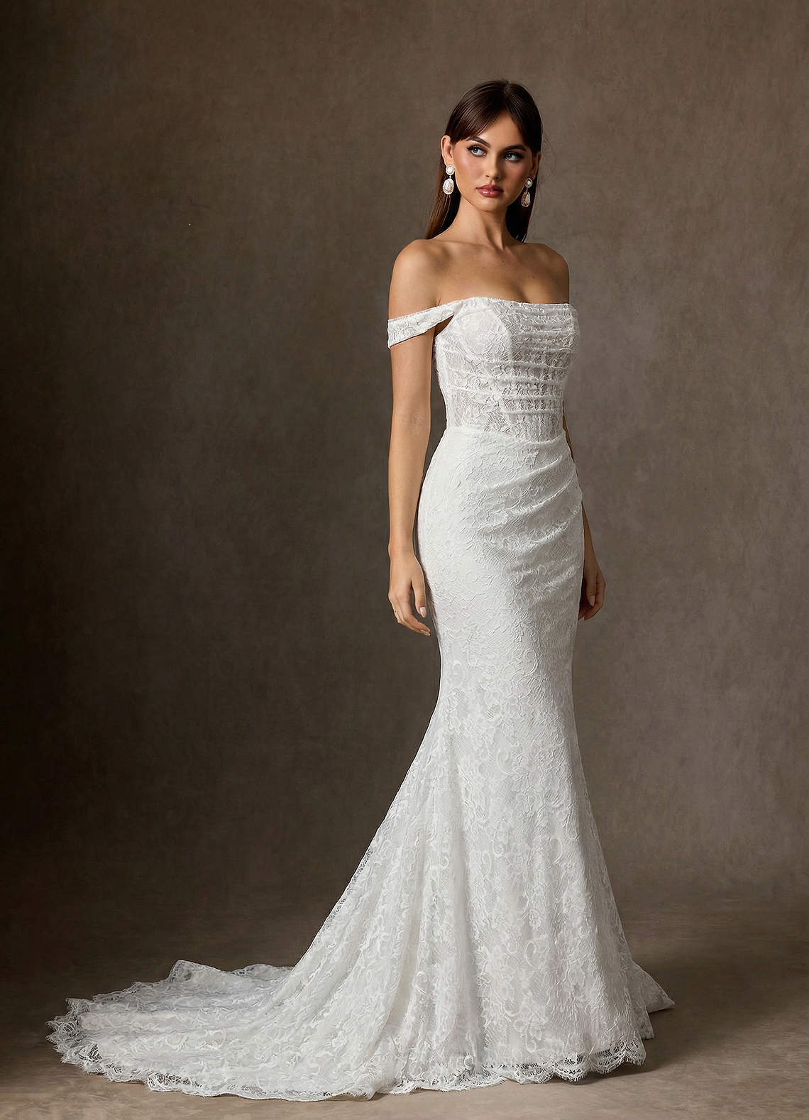 Azazie Idalis Wedding Dresses Diamond White Mermaid Lace Dress image3