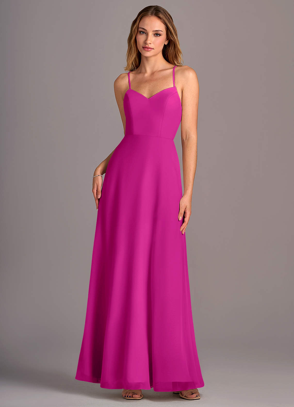 Azazie Mei Vestidos de damas de honor Vestido de Fucsia de Gasa de Corte en A image1