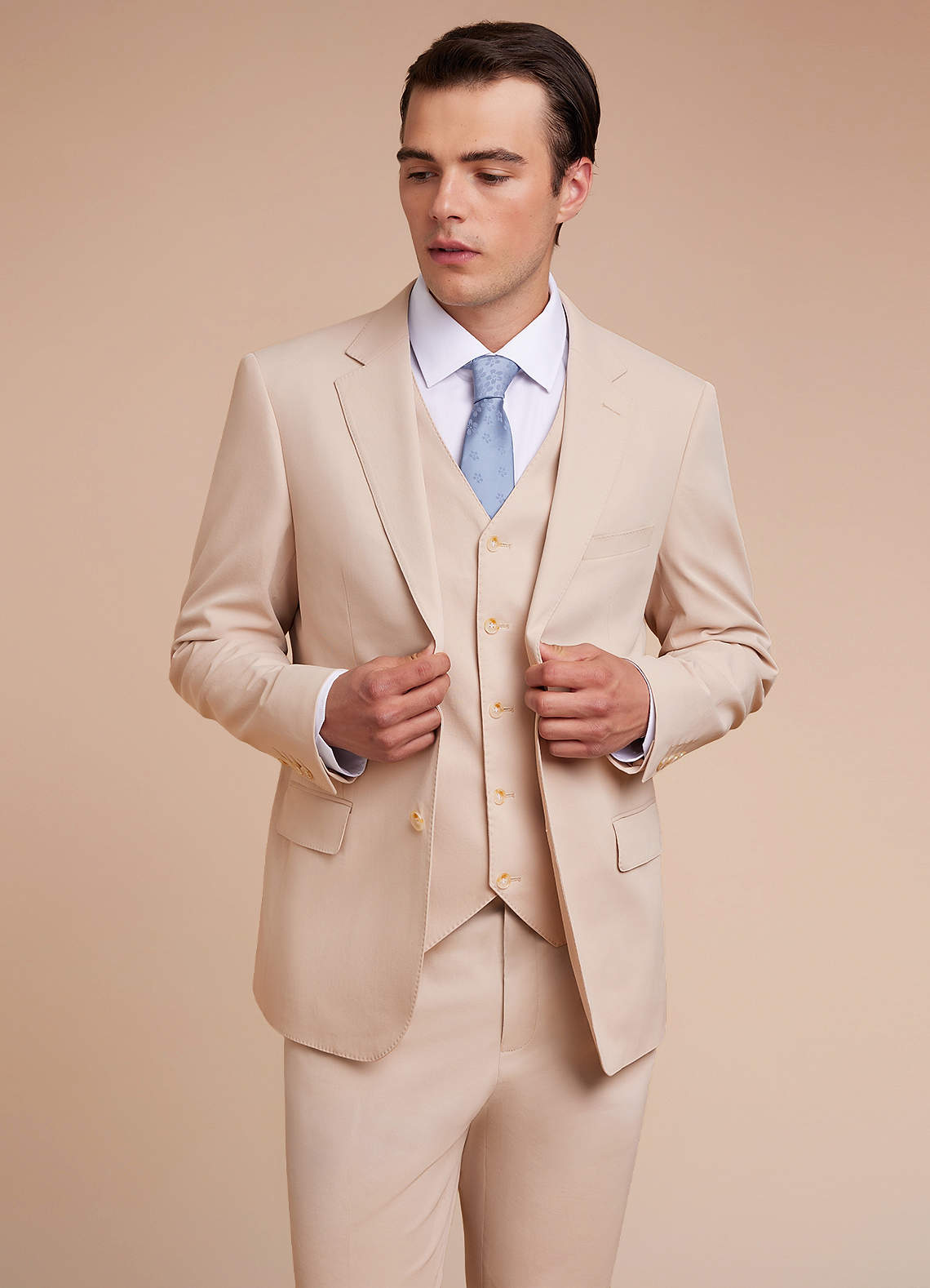 front Carter Tan Cotton Linen Blend Suit Jacket