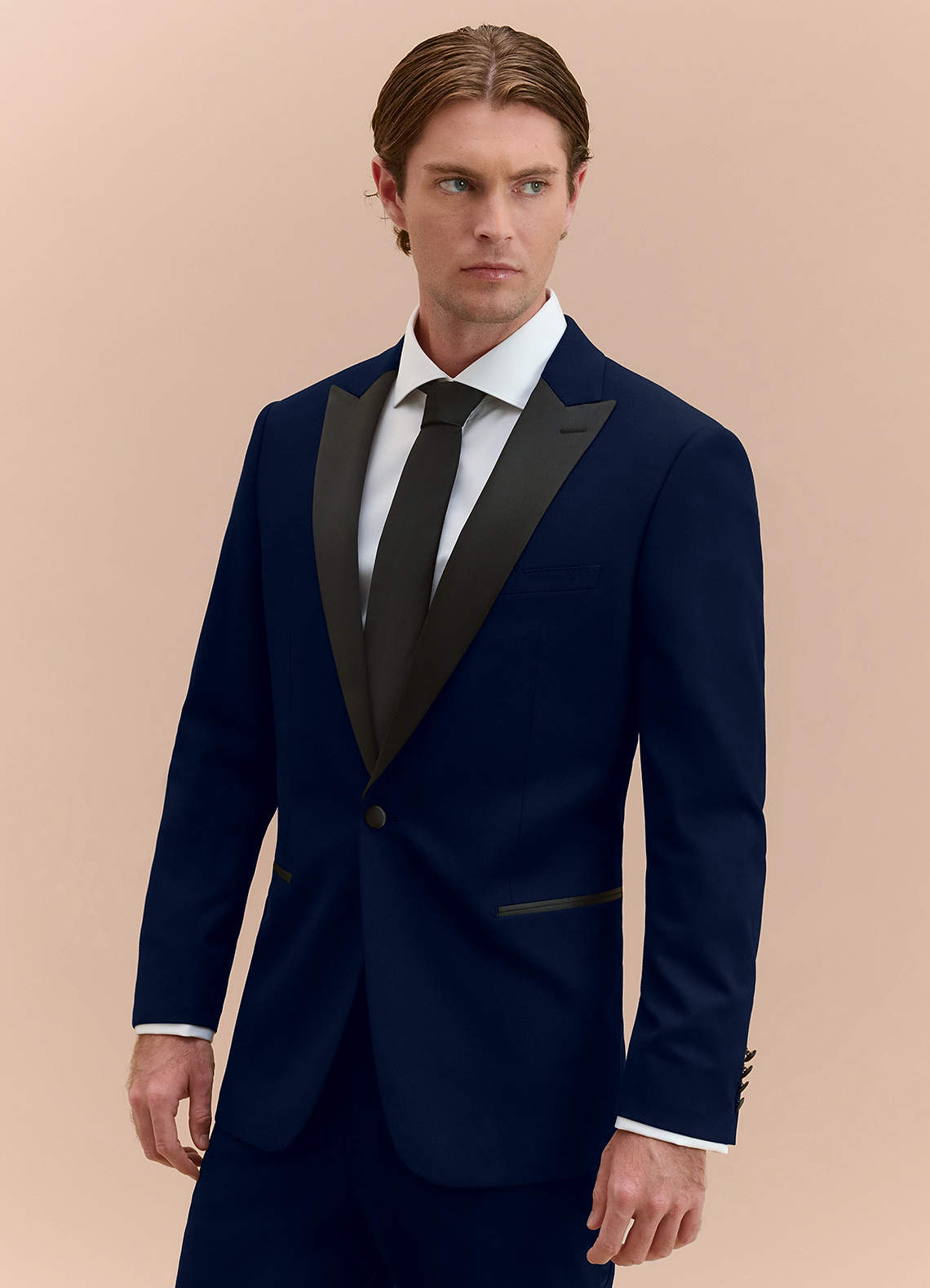 front Hudson Navy Blue Peak Lapel Tuxedo Jacket