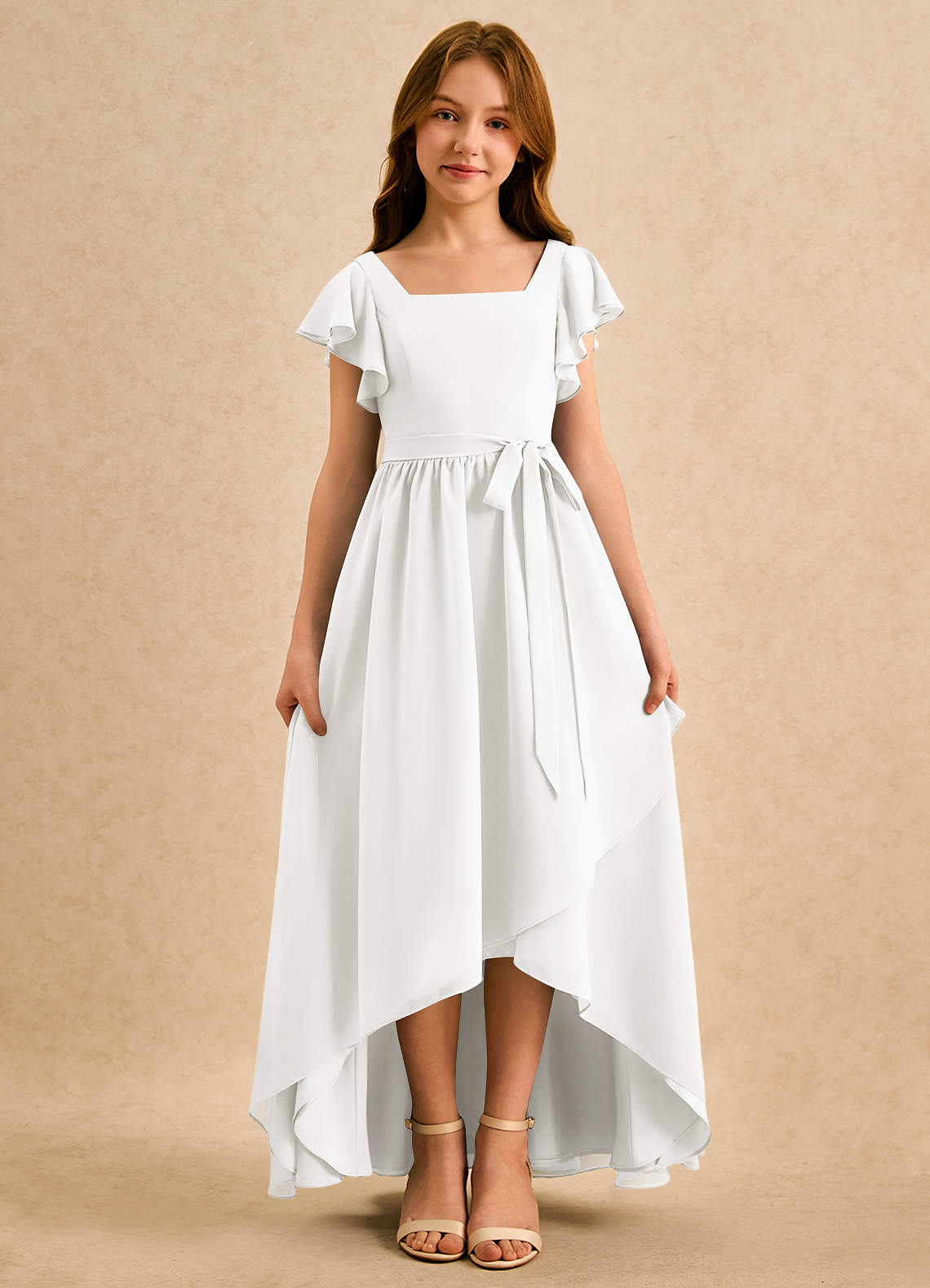 Azazie Milly Girls Formal Flower Girl Klänningar Klä A-Line i Chiffong Plisserad image4