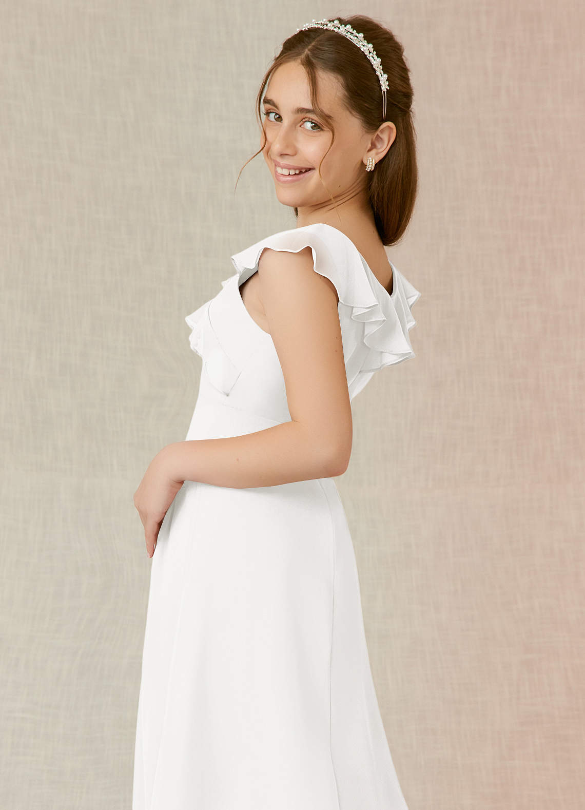 Azazie Alyssa A-Line Chiffon Floor-Length Junior Bridesmaid Dress image1