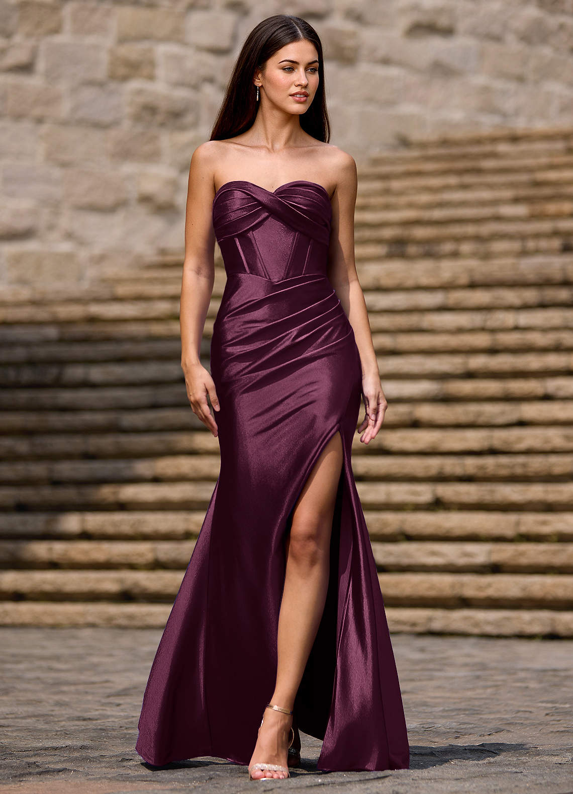 Prism Ankara Red Corset Prom Dress image1