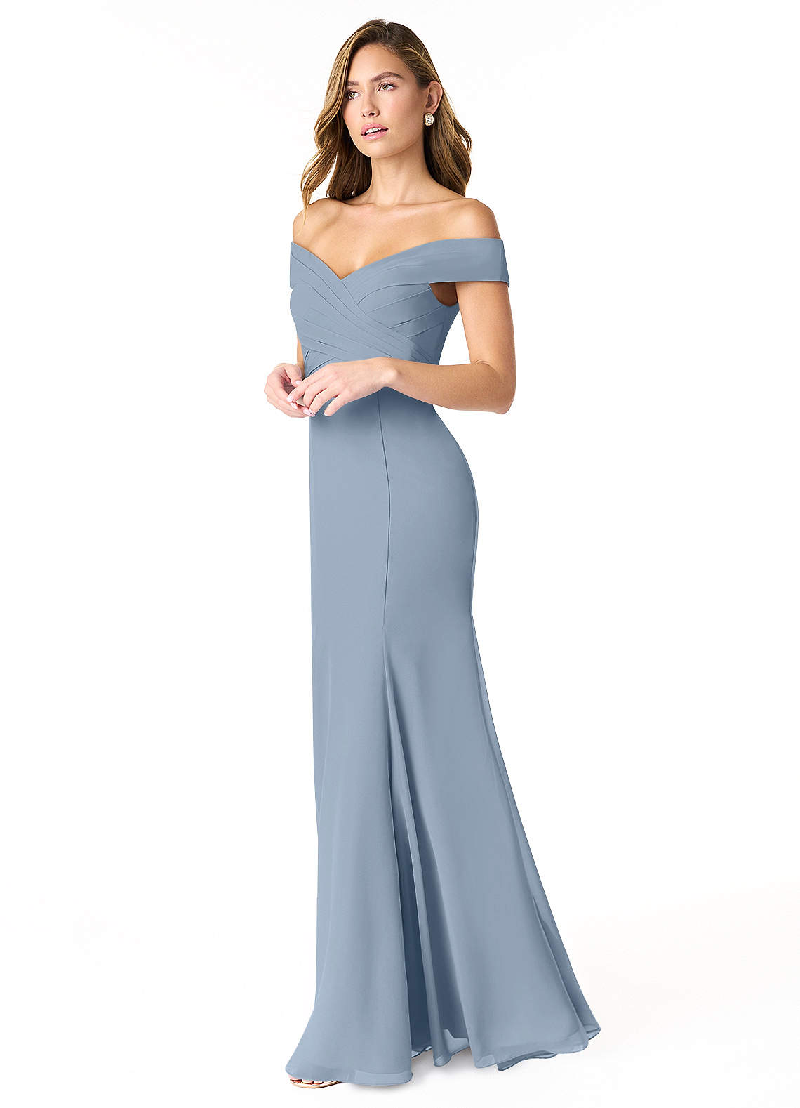 Dusty Blue Azazie Lecia Bridesmaid Dresses | Azazie