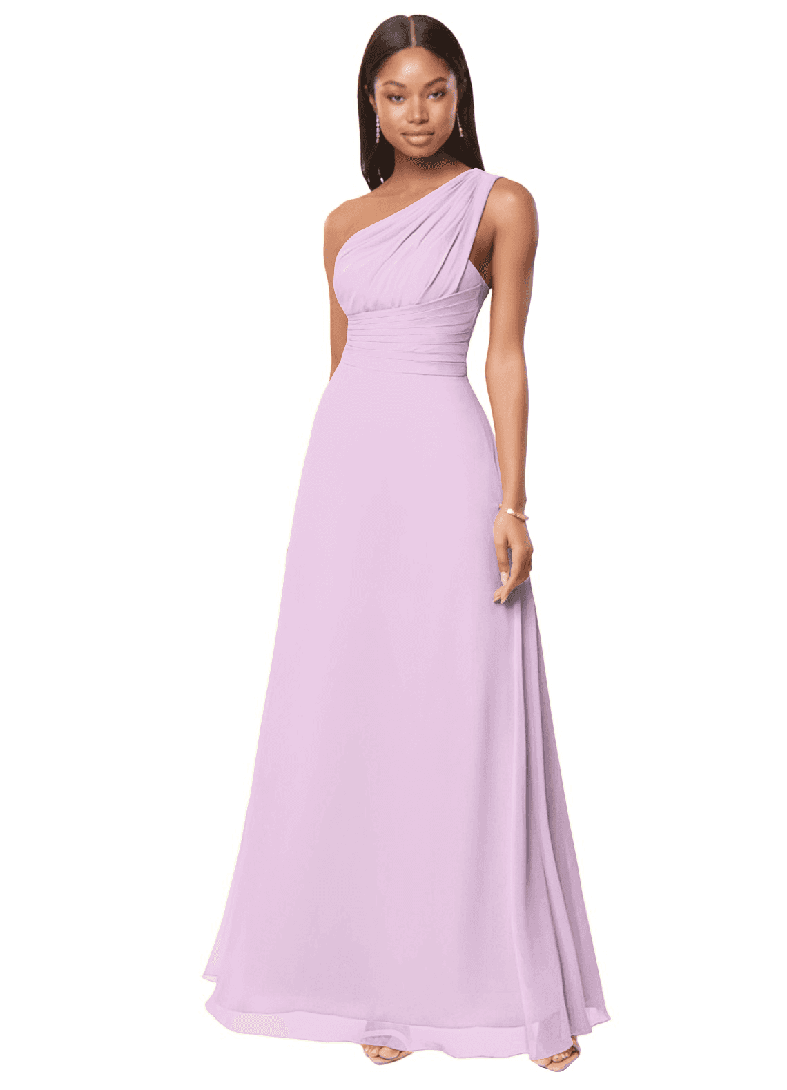 Azazie Ashley Jurken voor bruidsmeisjes Jurk van Chiffon met A-Lijn Ruches Frosted Lila image1