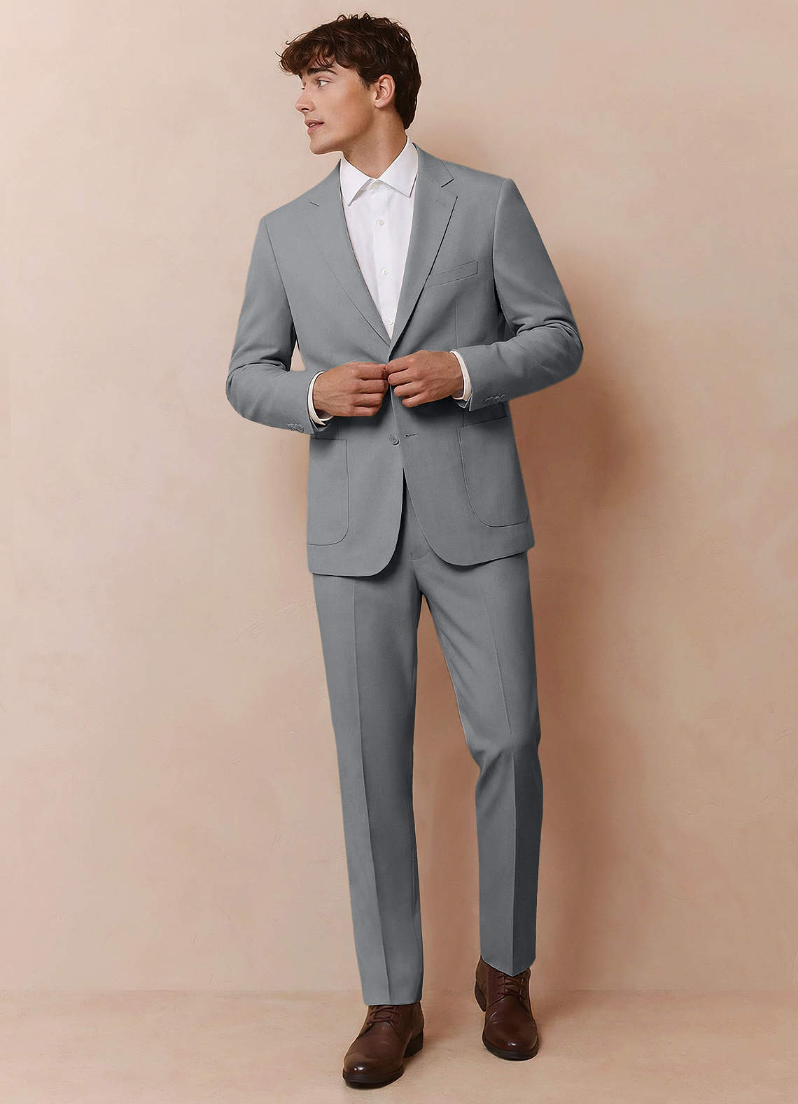 front Owen Grey Lightweight Tailored Suit Jacket