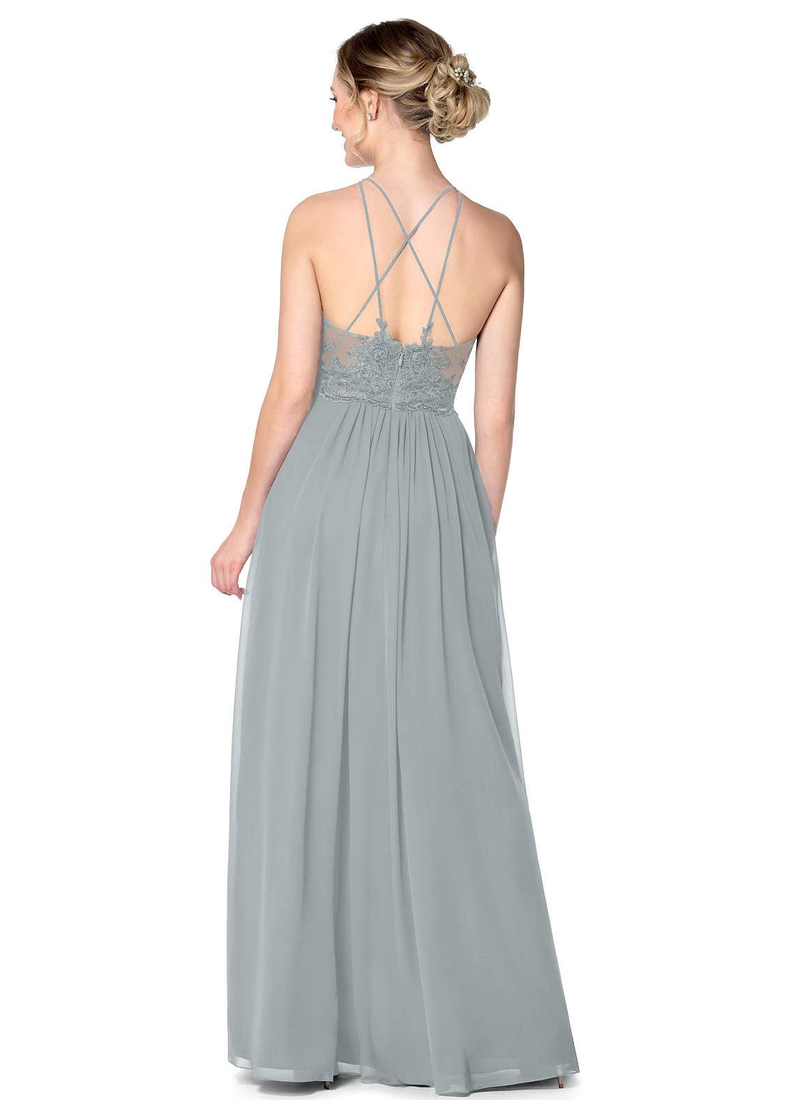 Azazie Ginger Allure Bridesmaid Dresses A-Line Lace Chiffon Floor-Length Dress image1