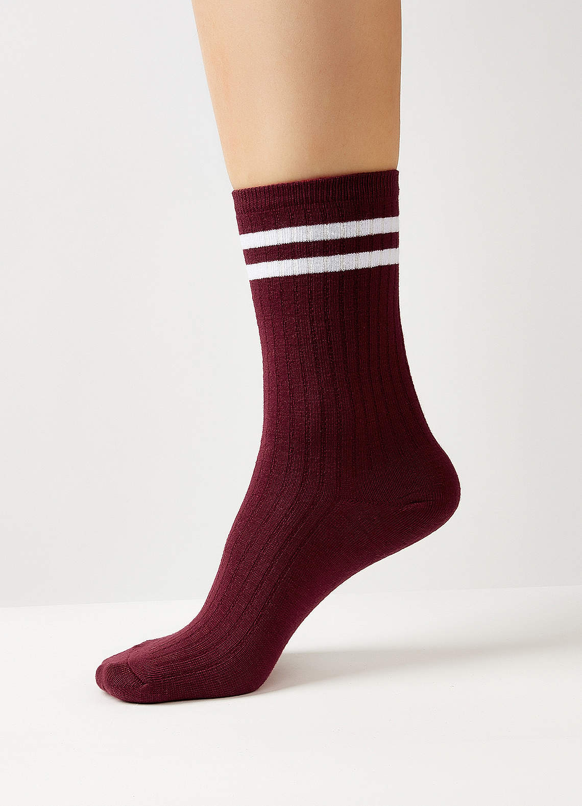 front Double Stripe Crew Socks