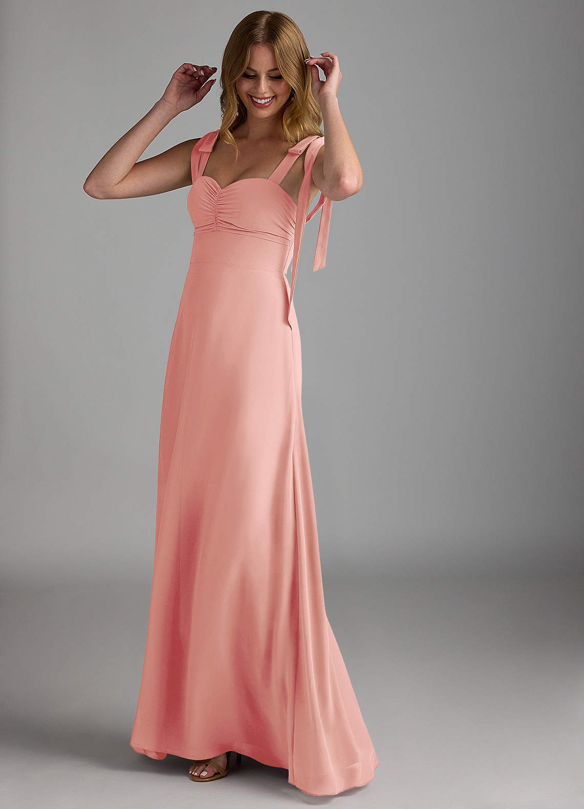 Azazie Lizet Abiti da Damigella Abito A-Line in Chiffon Scollo a Cuore Rosetta image1