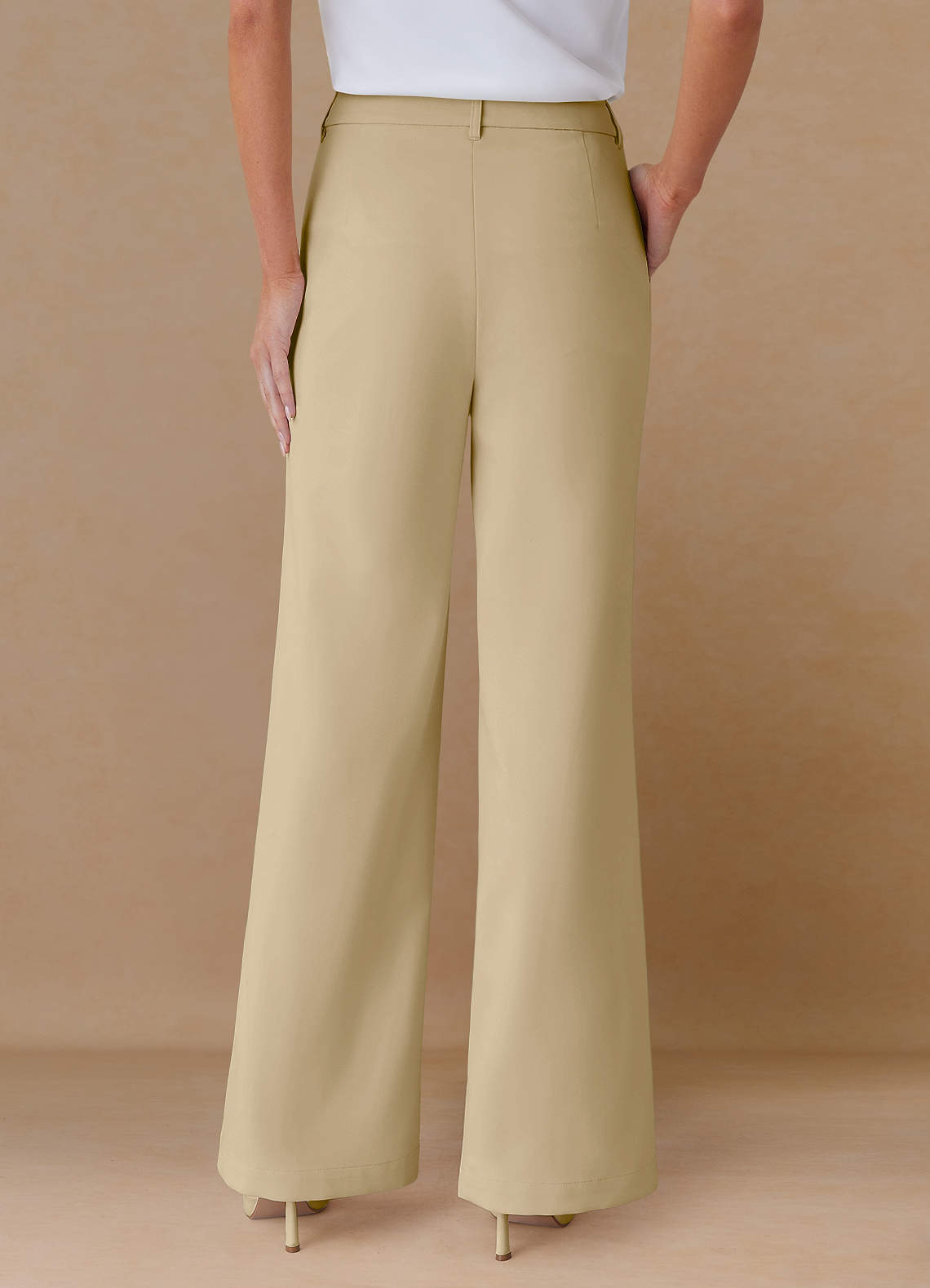 front Marina Champagne Raffinerade vävda raka byxor