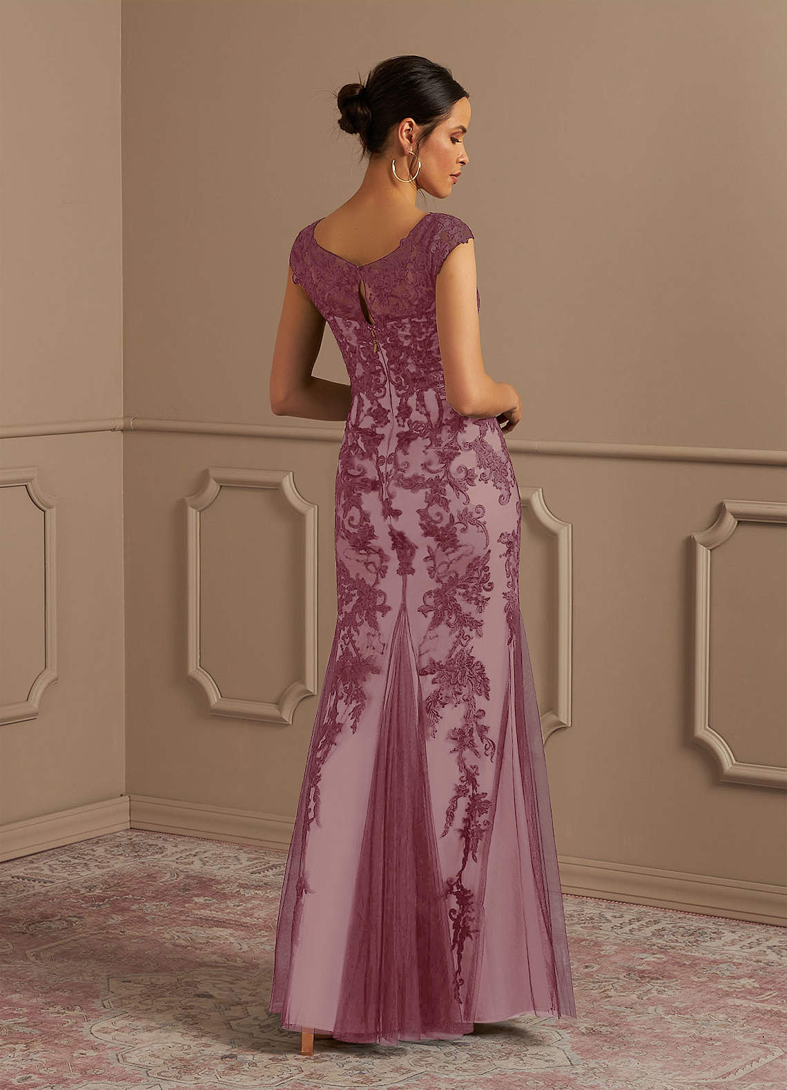 knee length dresses for ladies Embroidered Strapless Glitter Mesh Corset Mermaid Dress with Tendrils Missy / 12 / Lilac