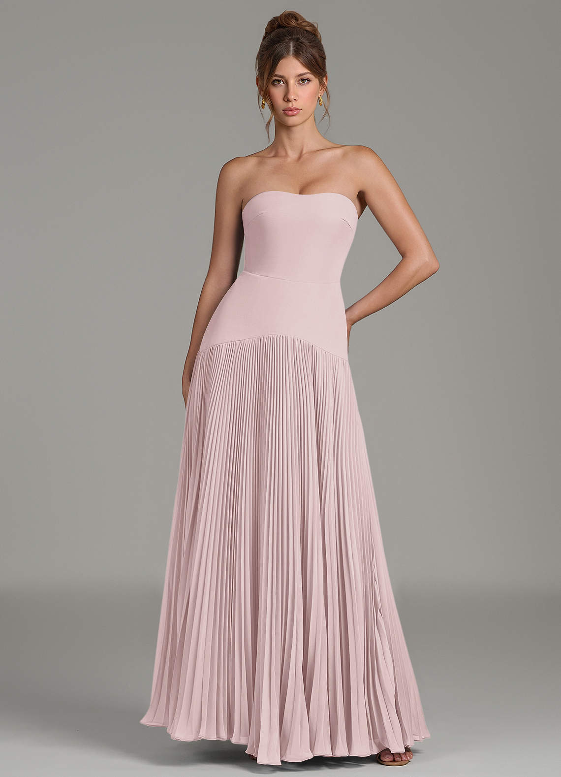 pink strapless bridesmaid dresses Azazie Yuliana