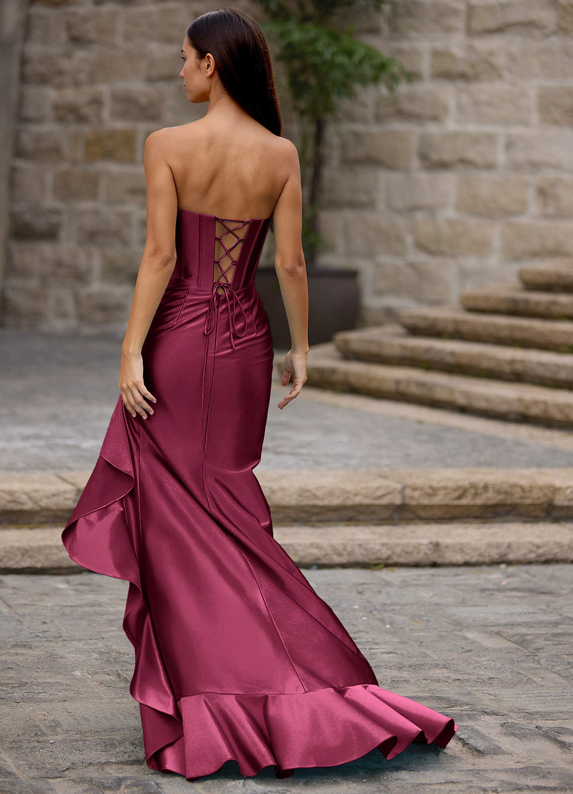 Siren Ankara Red Mermaid Prom Dress | Azazie CA