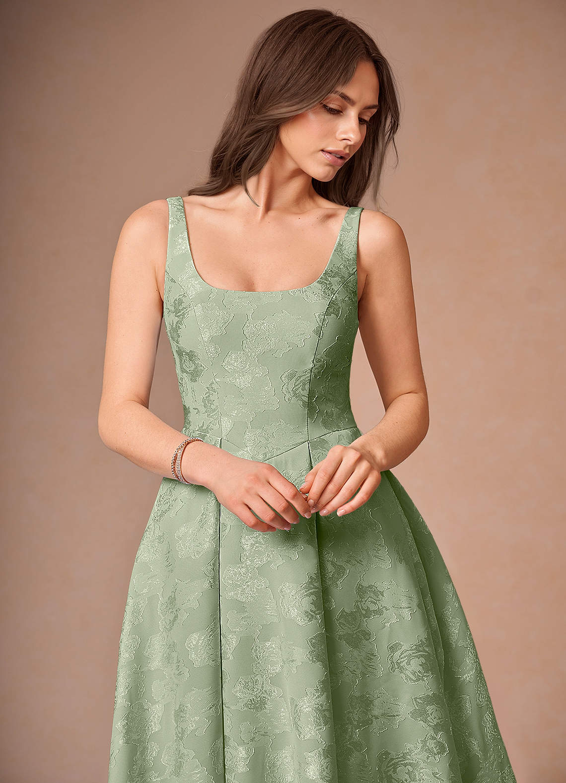 light green cocktail dress Sage Casual Midi Dress: Lioren Sage / Small The figure BABARONI Tulle Satin Olive Green