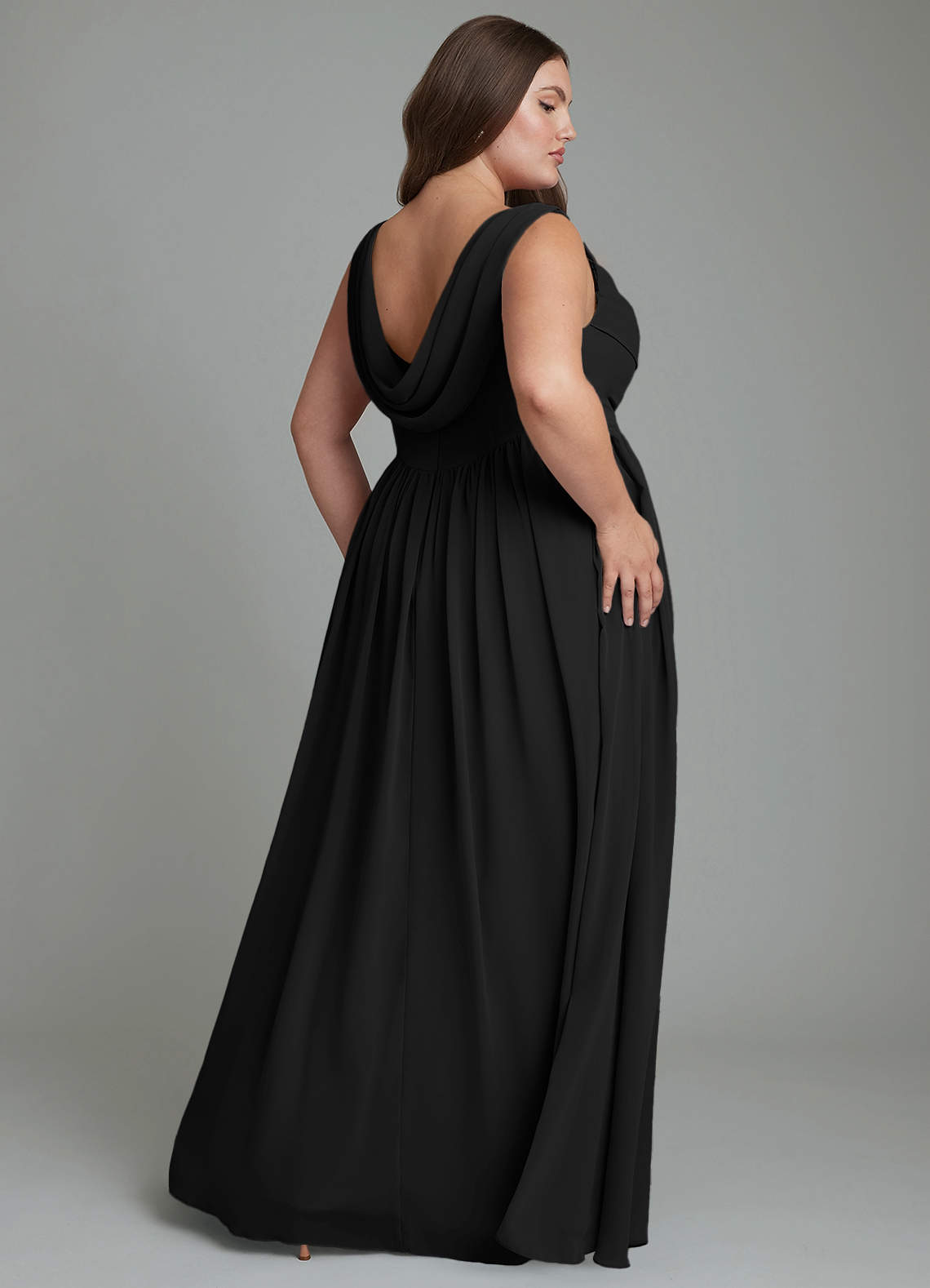 Azazie Novi Bridesmaid Dresses Black A-Line Pleated Chiffon Dress image7