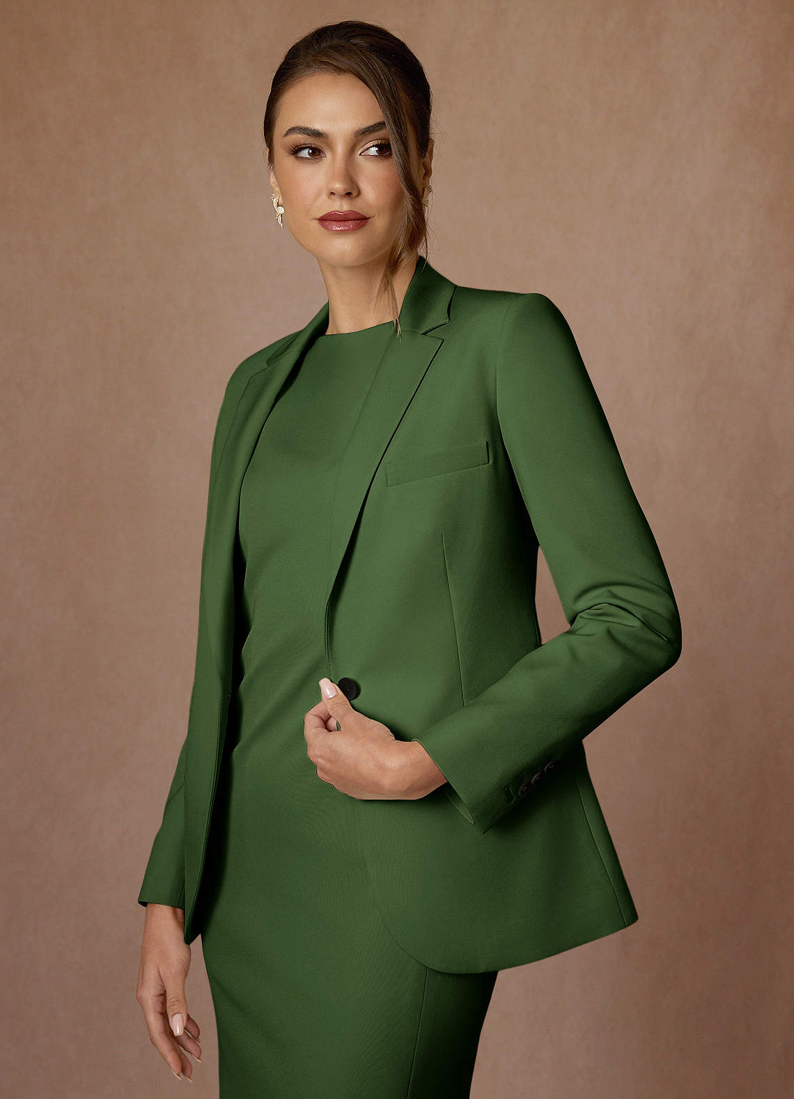front Kennedy Olive Structured Stretch Dress