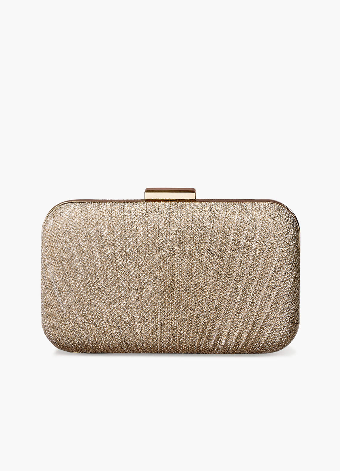 front Champagne Gloss Wrinkle Clutch Bag