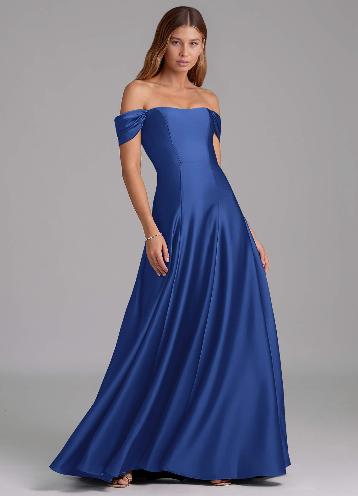Azazie Seriana Royal Blue Stretch Satin Bridesmaid Dresses | Azazie