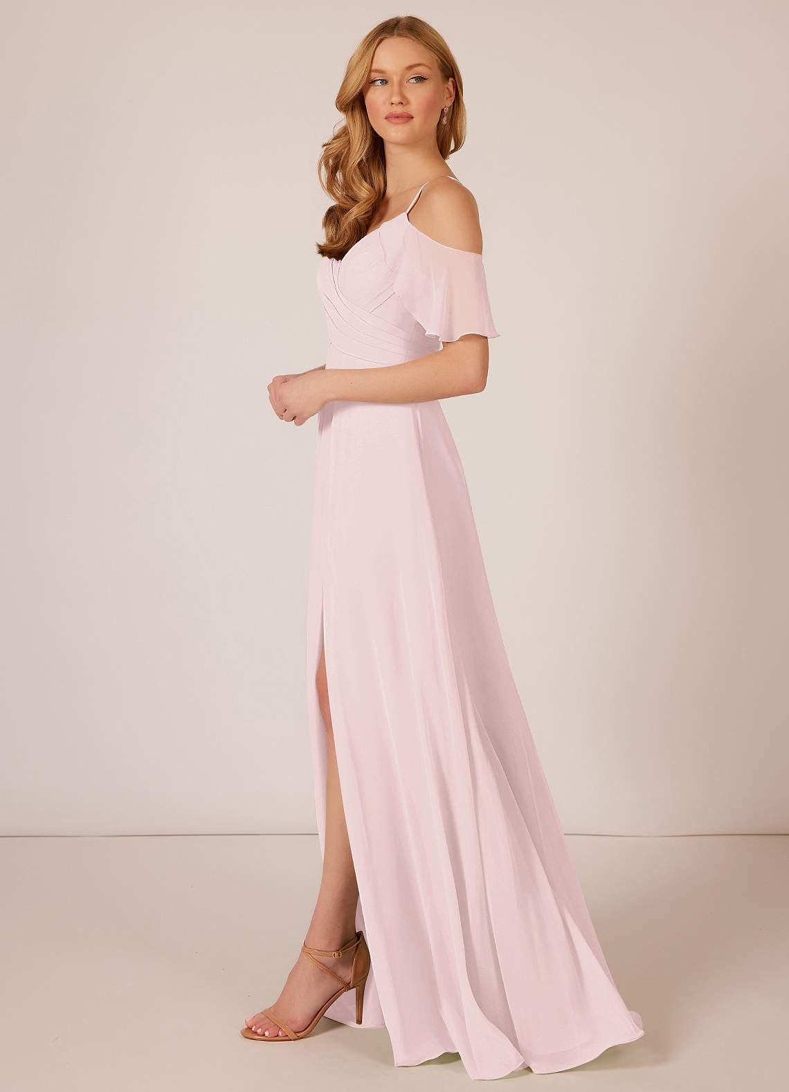 Azazie Dakota Bridesmaid Dresses A-Line V-Neck Pleated Chiffon Floor-Length Dress image1
