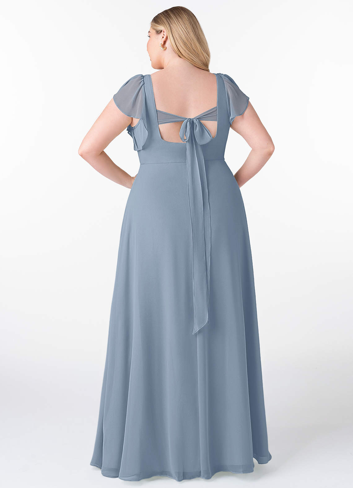 Azazie Syenna Bridesmaid Dresses Dusty Blue A-Line Ruched Chiffon Dress image6