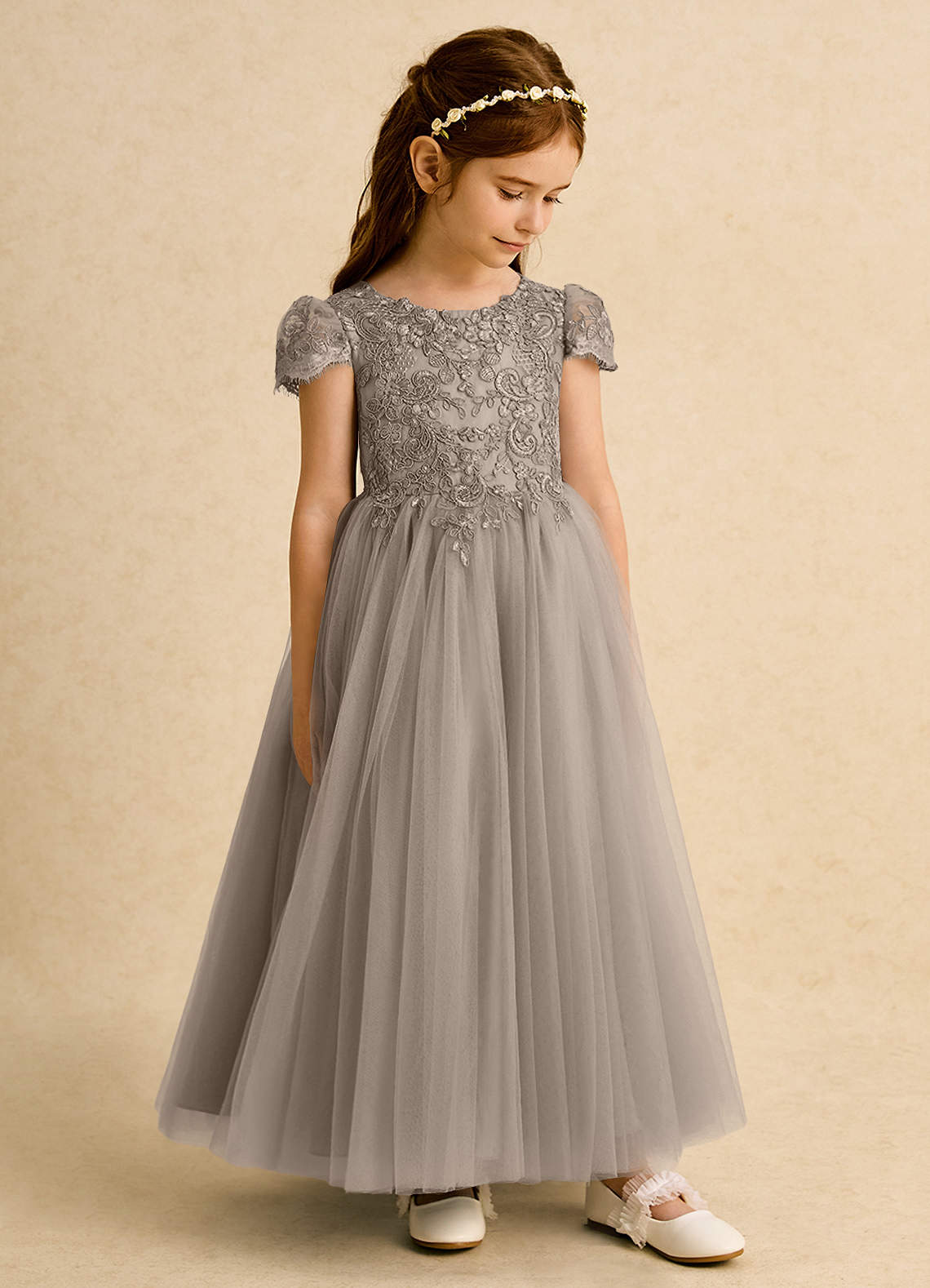 Azazie Puff Flower Girl Klänningar Klä Balklänning i Tyll Spets image3