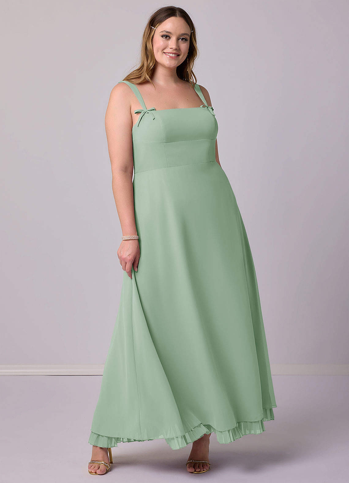 Barbie ♥ Azazie Bridesmaid Dresses Agave A-Line Pleated Chiffon Dress image7