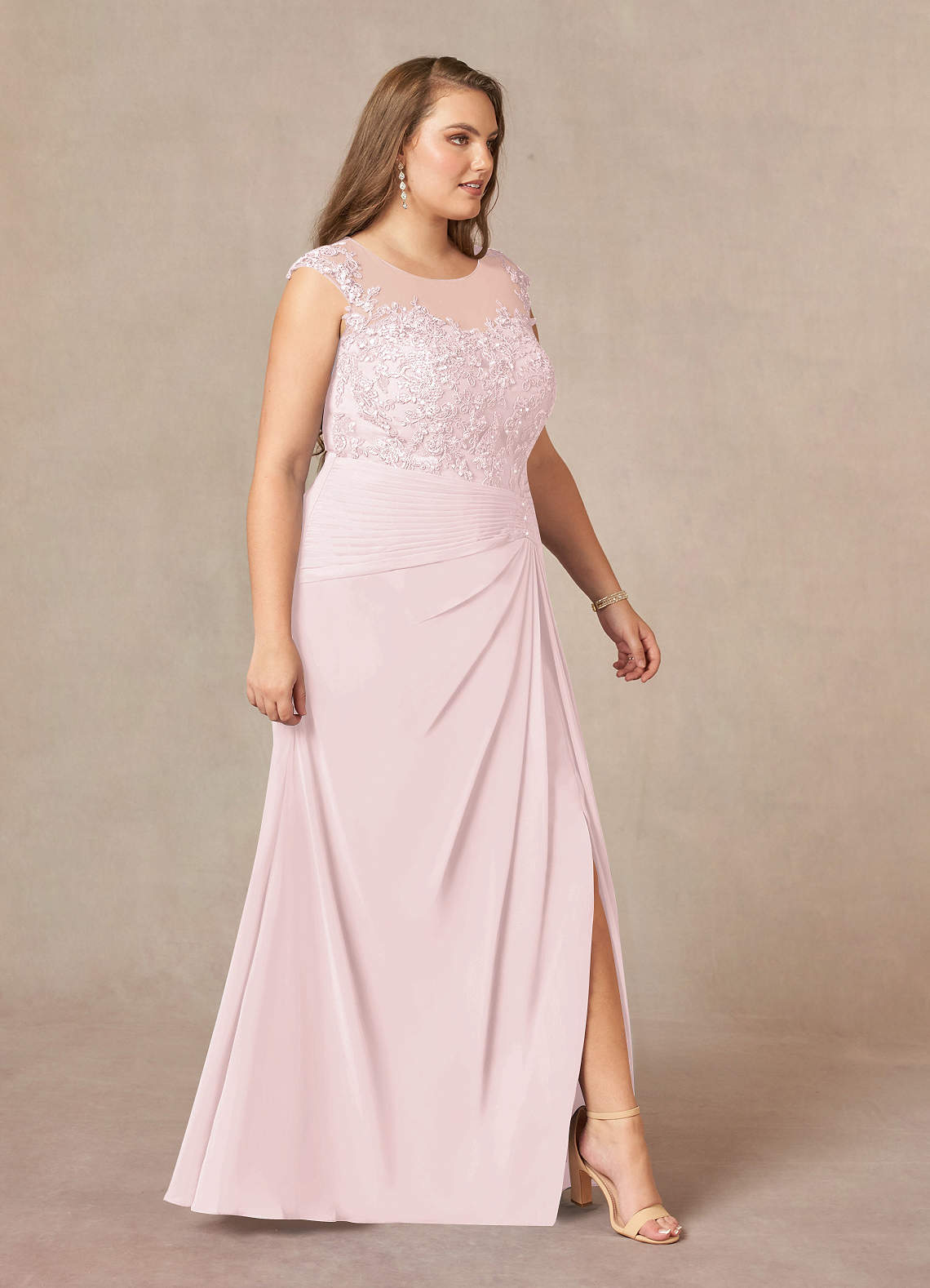 Azazie Libby Burgundy A-Line Scoop Sequins Chiffon Dress Ready to