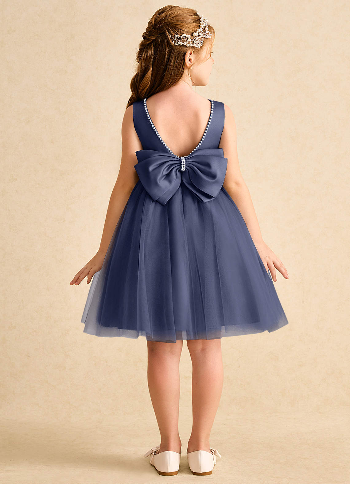 Azazie Jani Flower Girl Dresses Stormy A-Line Bow Tulle Dress image1