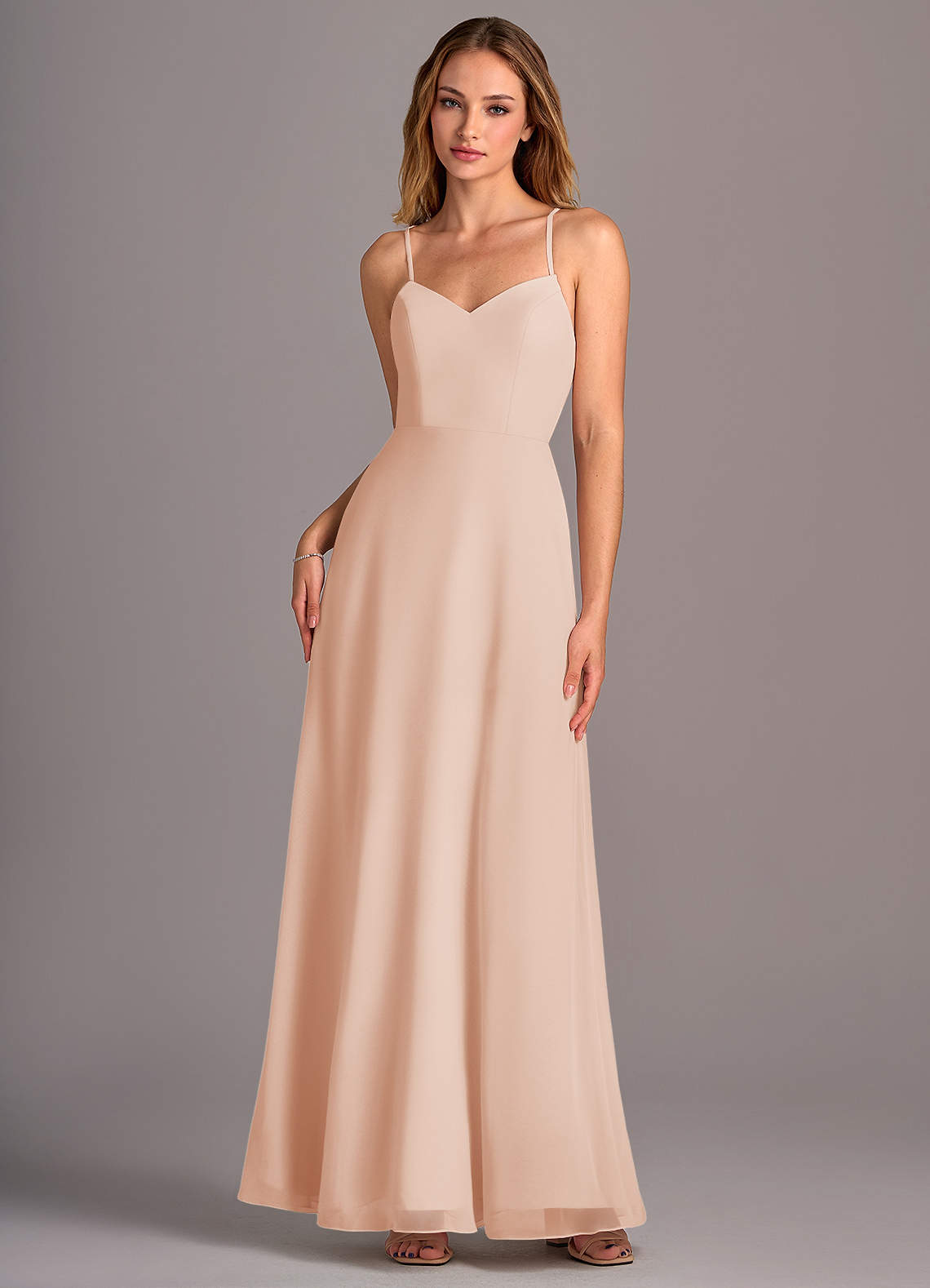 Azazie Mei Abiti da Damigella Abito A-Line in Chiffon Rosa Inglese image1