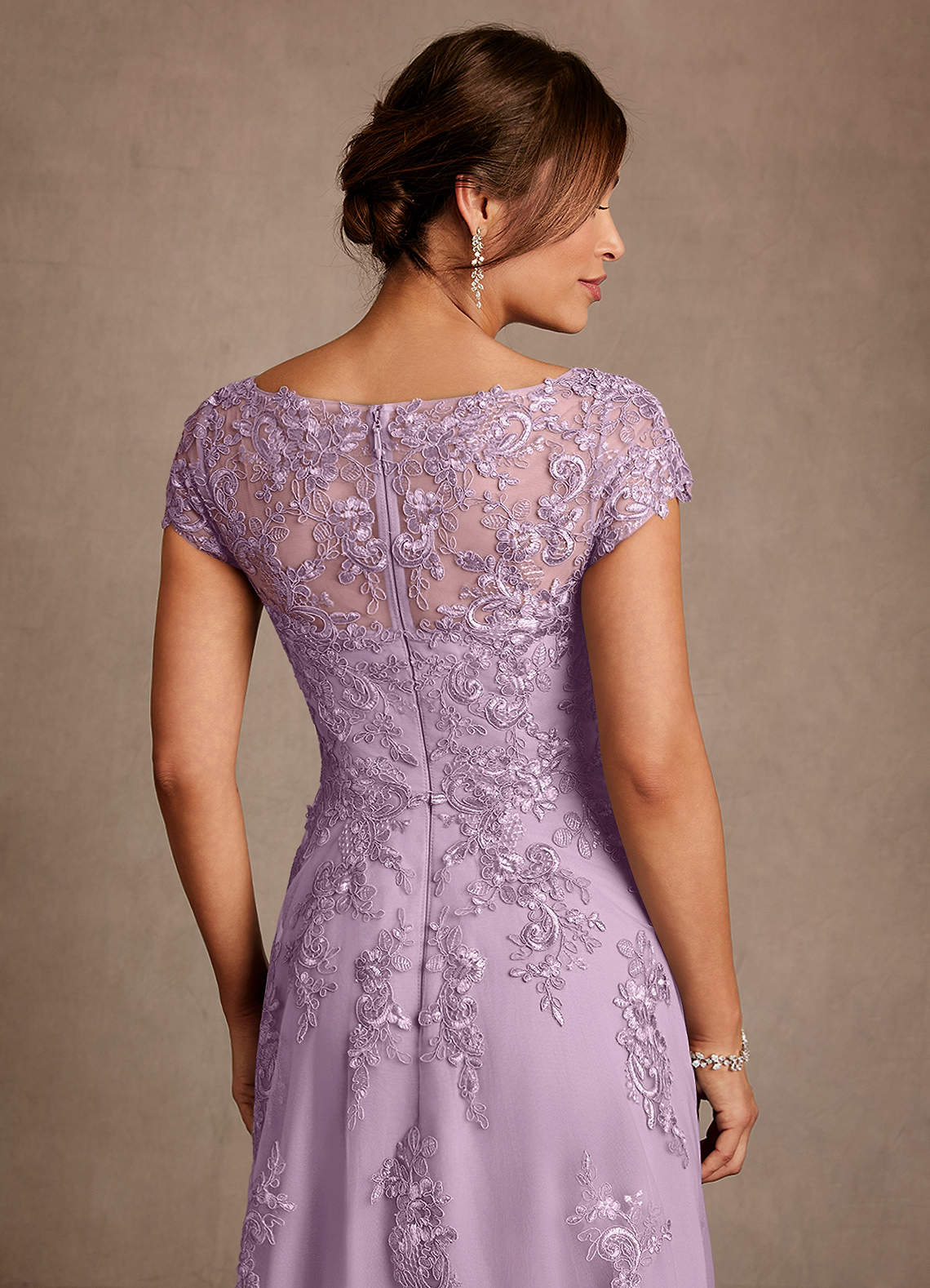 Azazie Jolanda Mother of the Bride Dresses Wisteria A-Line Lace Dress image5