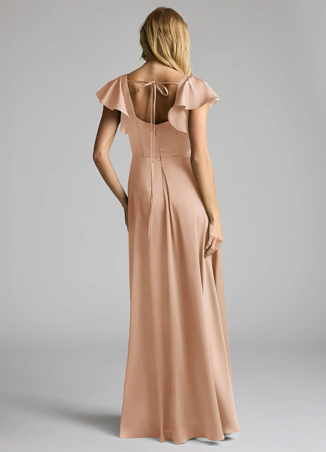 Azazie Bondi Bridesmaid Dresses English Rose A-Line Bow Stretch Satin Dress image3