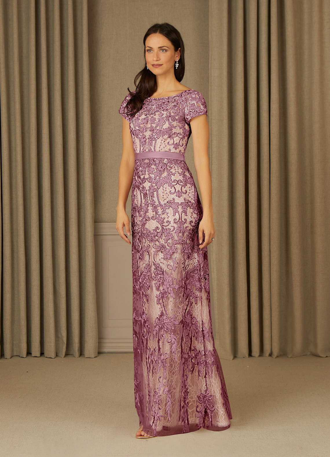 chinese dress ladies A Line Spaghetti Straps Corset Back Long Prom Dress PSK515 US14 / Purple main image 0