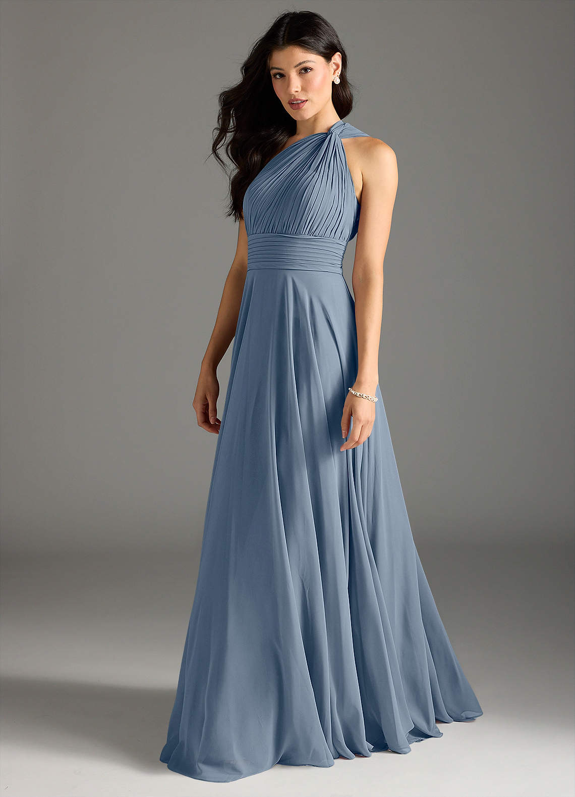 Azazie Charlize Bridesmaid Dresses Twilight A-Line One Shoulder Chiffon Dress image3